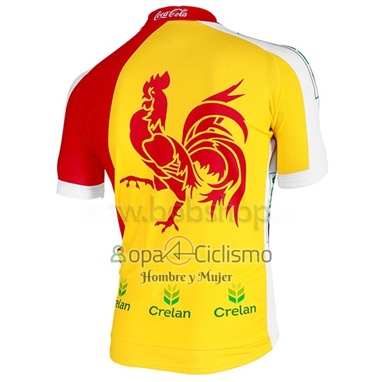 Wallonie Bruxelles Ropa Ciclismo Culotte Corto 2013 Hombre Mangas Cortas AMarillo y Rojo